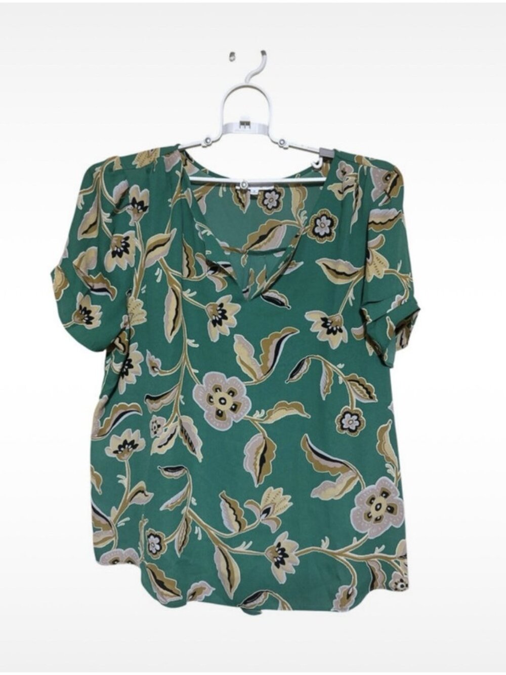 DR2 Daniel Rainn top xl green floral sheer